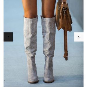 Grey slouch boots